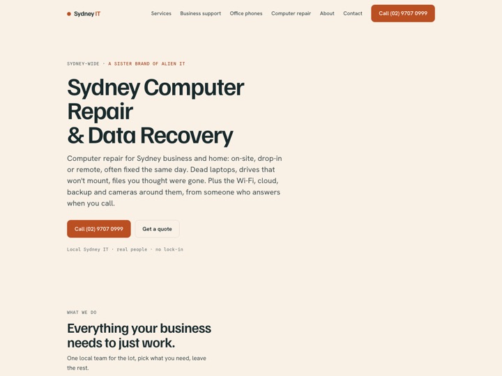 Sydney IT website, managed IT support